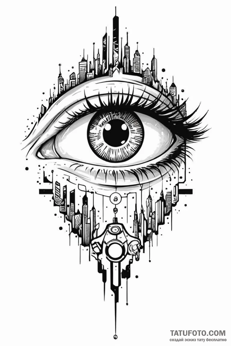 Tattoo design a gamer's eye with a pixelated... - эскиз тату (№1750961331_0, 26.06.2025 18:08) — Tatufoto.com