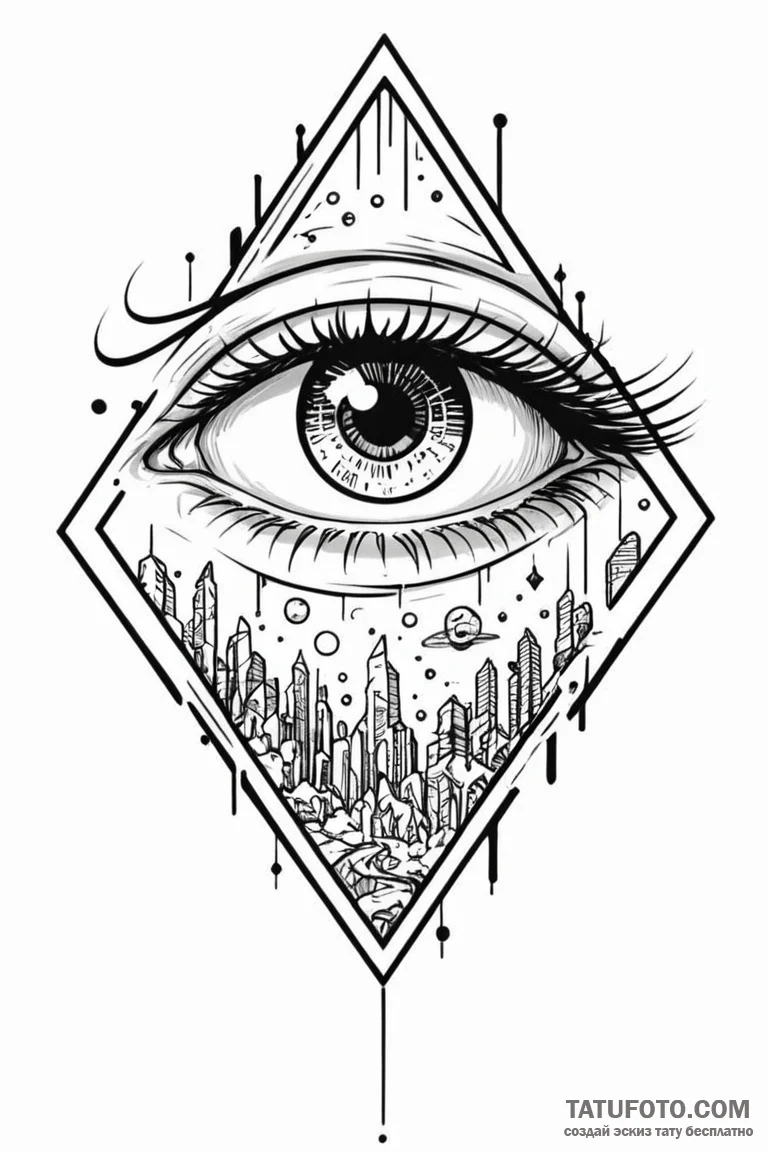 Tattoo design a gamer's eye with a pixelated... - эскиз тату (№1750961331_1, 26.06.2025 18:08) — Tatufoto.com