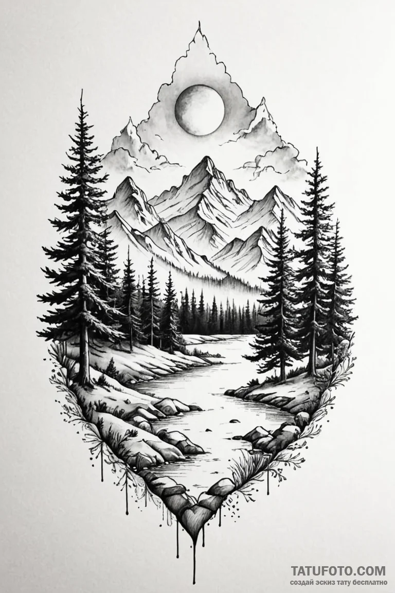 Nature & landscapes - эскиз тату (№1750961532_1, 26.06.2025 18:12) — Tatufoto.com