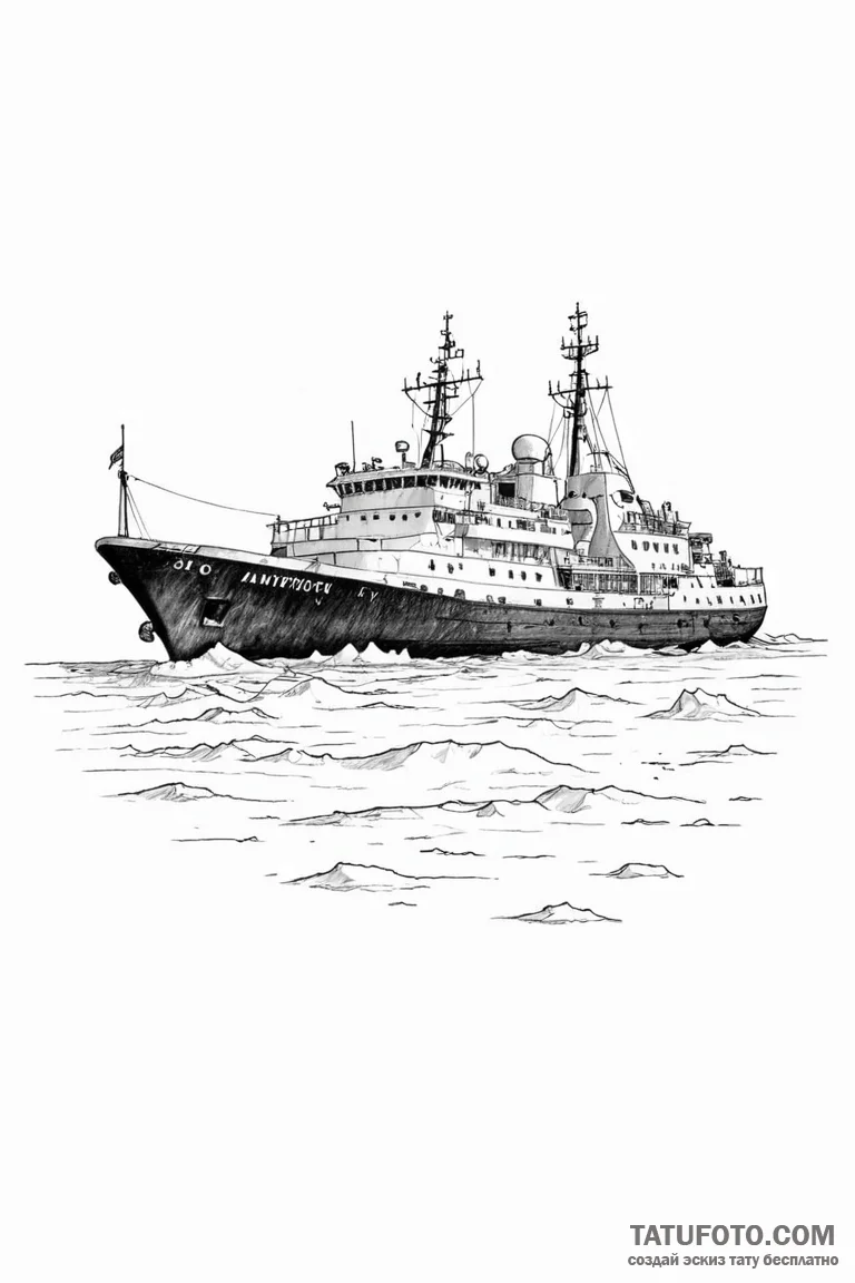 A shot of a research vessel in the antarctic. - эскиз тату (№1750961754_1, 26.06.2025 18:15) — Tatufoto.com