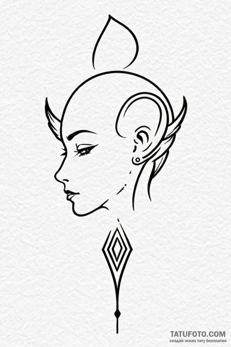 Tattoo design a small, elegant symbol behind... - эскиз тату (№1750962363_0, 26.06.2025 18:26) — Tatufoto.com