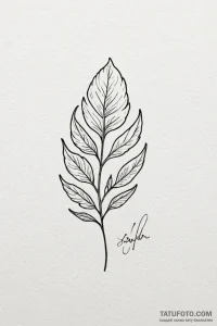 Tattoo design a single, delicate leaf with a... - эскиз тату (№1750962430_0, 26.06.2025 18:27) — Tatufoto.com