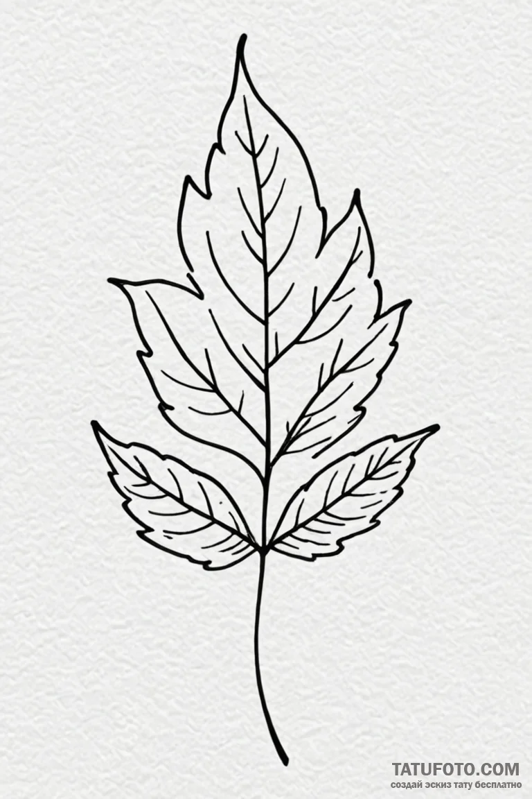 Tattoo design a single, delicate leaf with a... - эскиз тату (№1750962430_1, 26.06.2025 18:27) — Tatufoto.com