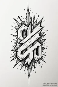 Tattoo design 'critical hit' in a sharp, expl... - эскиз тату (№1750962837_0, 26.06.2025 18:33) — Tatufoto.com
