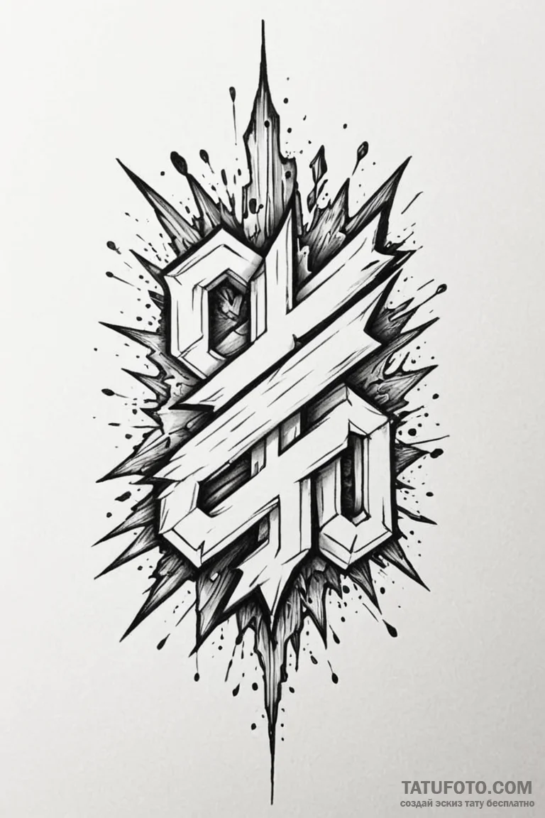 Tattoo design 'critical hit' in a sharp, expl... - эскиз тату (№1750962837_0, 26.06.2025 18:33) — Tatufoto.com
