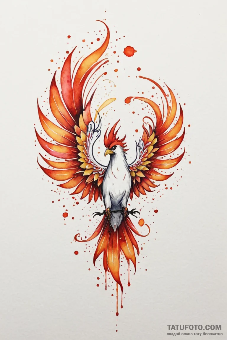 A neo-traditional tattoo design of the firebi... - эскиз тату (№1750963688_0, 26.06.2025 18:48) — Tatufoto.com