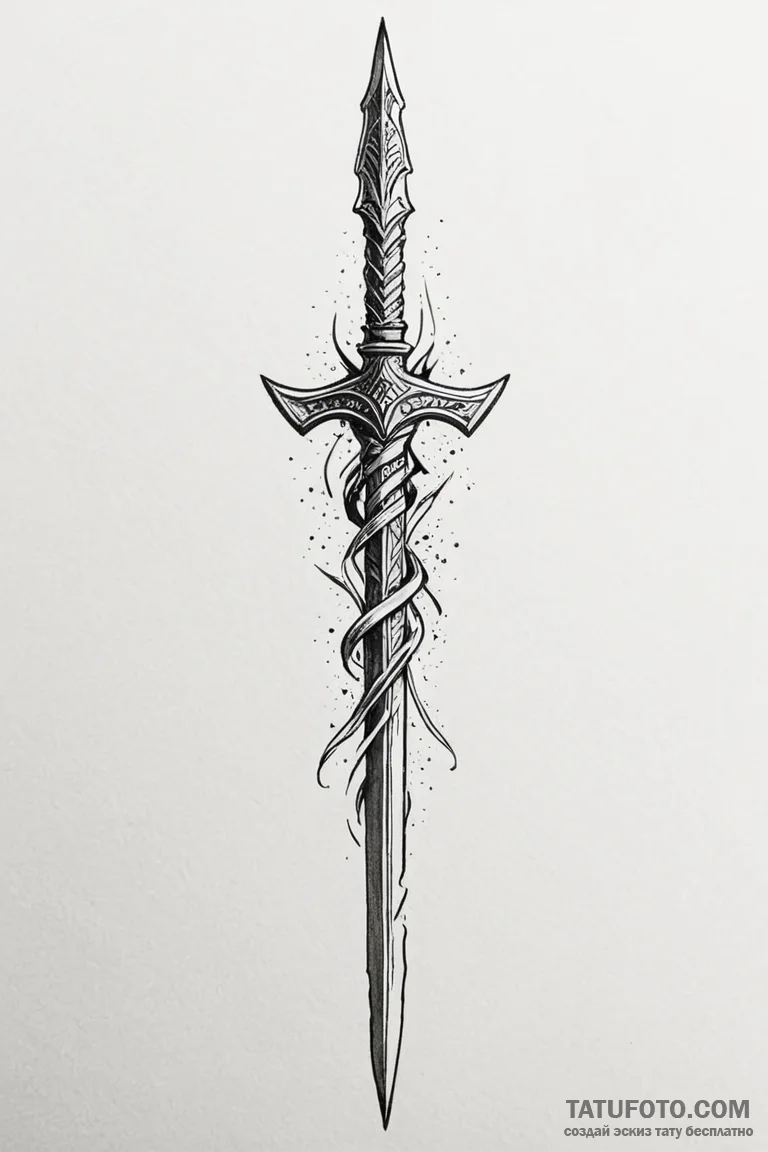Tattoo sketch a spartan spear crossed with a... - эскиз тату (№1750963891_0, 26.06.2025 18:51) — Tatufoto.com