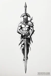 Tattoo sketch a spartan spear crossed with a... - эскиз тату (№1750963891_1, 26.06.2025 18:51) — Tatufoto.com