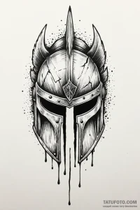 Tattoo sketch a stylized spartan helmet with... - эскиз тату (№1750964583_0, 26.06.2025 19:03) — Tatufoto.com