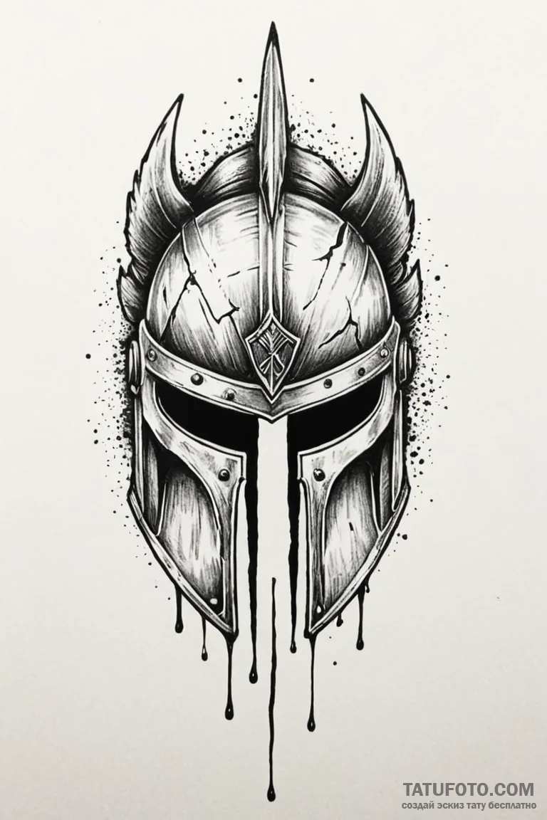 Tattoo sketch a stylized spartan helmet with... - эскиз тату (№1750964583_0, 26.06.2025 19:03) — Tatufoto.com