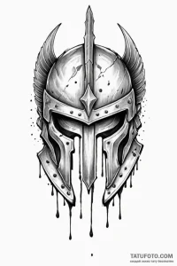 Tattoo sketch a stylized spartan helmet with... - эскиз тату (№1750964583_1, 26.06.2025 19:03) — Tatufoto.com