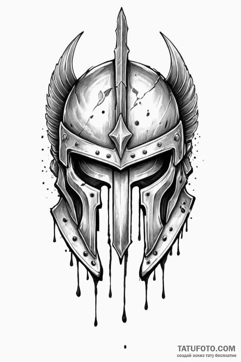 Tattoo sketch a stylized spartan helmet with... - эскиз тату (№1750964583_1, 26.06.2025 19:03) — Tatufoto.com