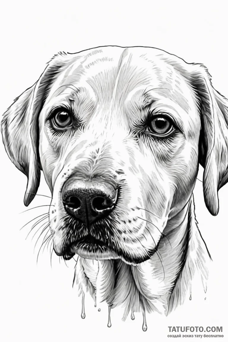 A close-up of a dog's wet nose. - эскиз тату (№1750964736_0, 26.06.2025 19:05) — Tatufoto.com