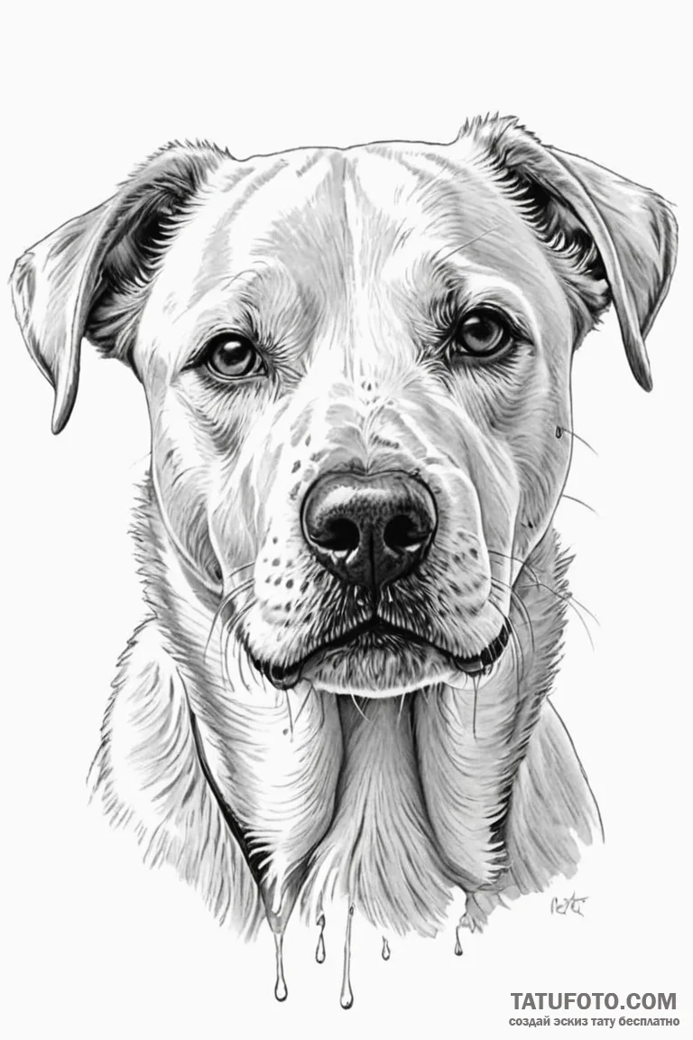 A close-up of a dog's wet nose. - эскиз тату (№1750964736_1, 26.06.2025 19:05) — Tatufoto.com