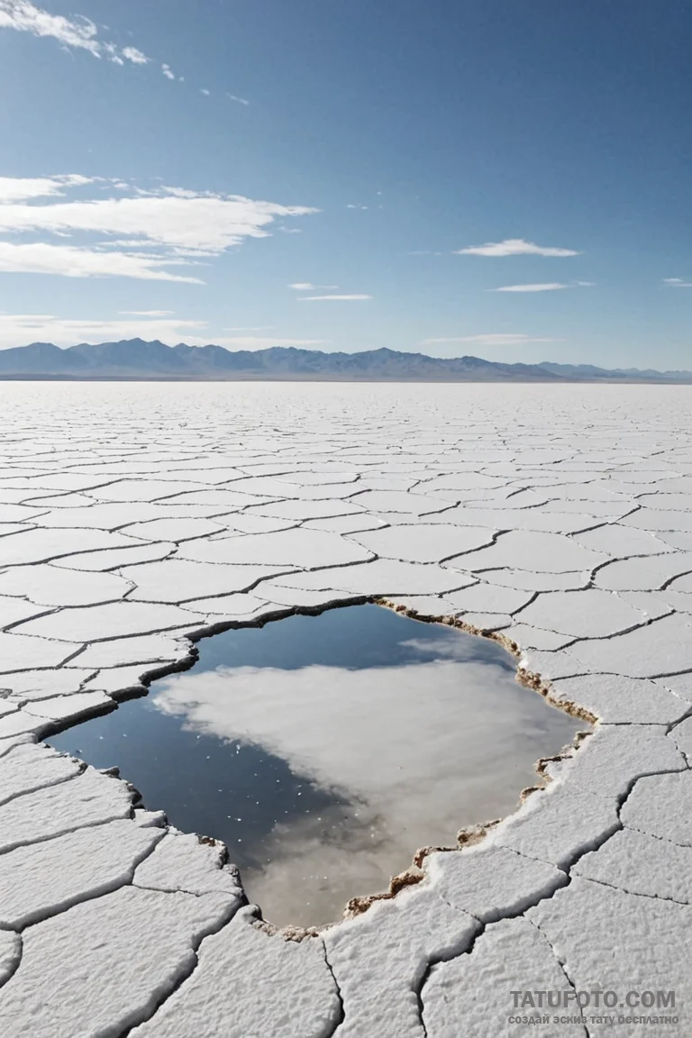 A shot of the salt flats in bolivia, creating... - эскиз тату (№1750964804_0, 26.06.2025 19:06) — Tatufoto.com