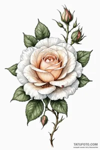 Tattoo sketch a full blooming rose in waterco... - эскиз тату (№1750965835_1, 26.06.2025 19:23) — Tatufoto.com