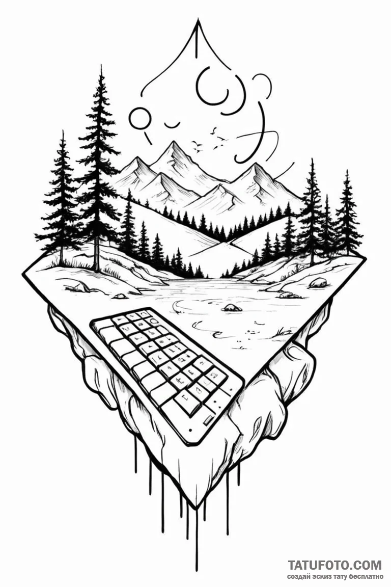 Tattoo sketch a minimalist "afk" away from ke... - эскиз тату (№1750966669_1, 26.06.2025 19:37) — Tatufoto.com
