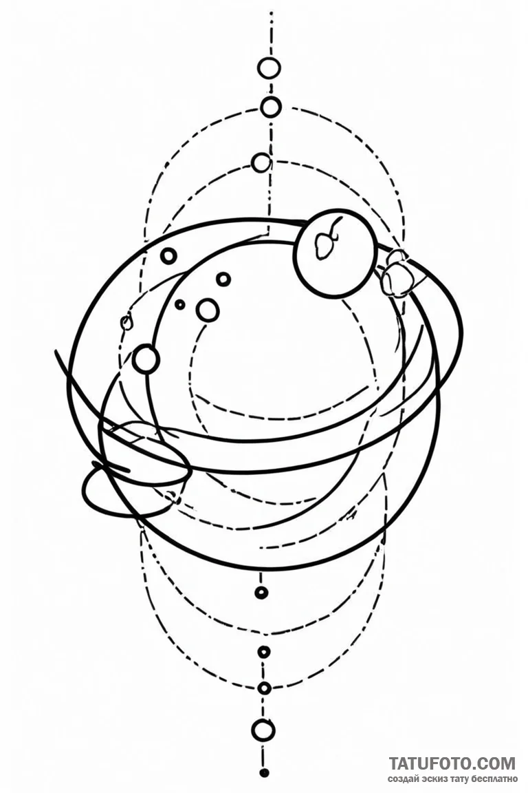 Tattoo design a simple planet outline with ti... - эскиз тату (№1750967633_1, 26.06.2025 19:53) — Tatufoto.com