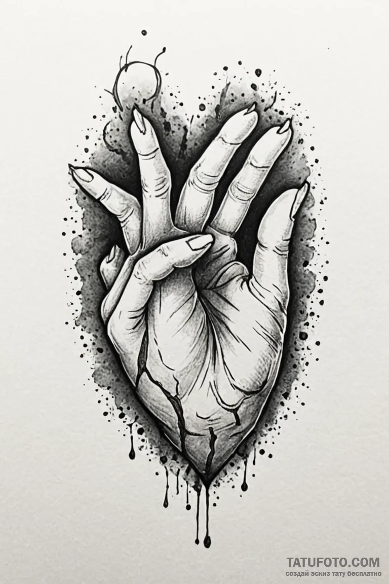 Tattoo design a hand drawing a heart on a mis... - эскиз тату (№1750968376_1, 26.06.2025 20:06) — Tatufoto.com