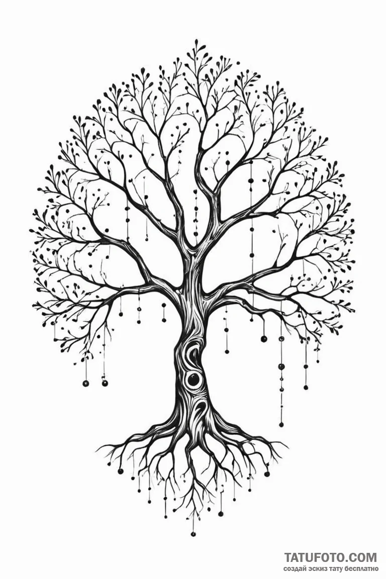 Tattoo sketch a stylized tree where the branc... - эскиз тату (№1750971285_1, 26.06.2025 20:54) — Tatufoto.com