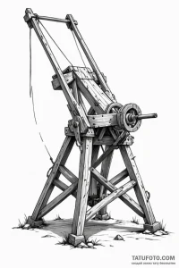 Tattoo sketch a medieval trebuchet or catapul... - эскиз тату (№1750971996_0, 26.06.2025 21:06) — Tatufoto.com
