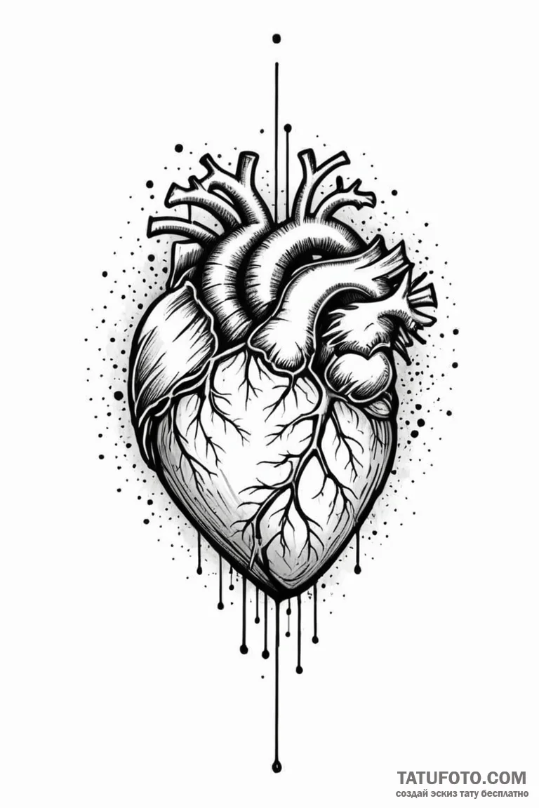Tattoo design a stylized pixelated heart brea... - эскиз тату (№1750972134_0, 26.06.2025 21:08) — Tatufoto.com