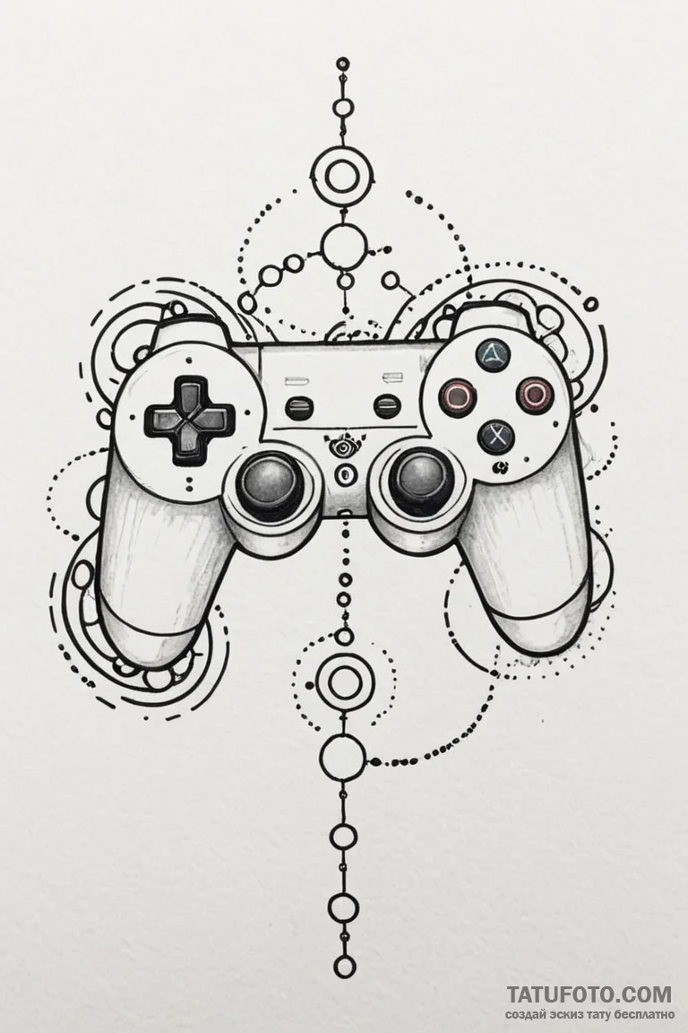 Tattoo design a simple controller button dotw... - эскиз тату (№1750973637_1, 26.06.2025 21:33) — Tatufoto.com
