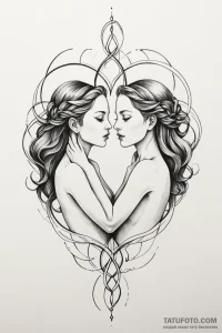 Tattoo sketch gemini twins, one made of light... - эскиз тату (№1750974469_0, 26.06.2025 21:47) — Tatufoto.com
