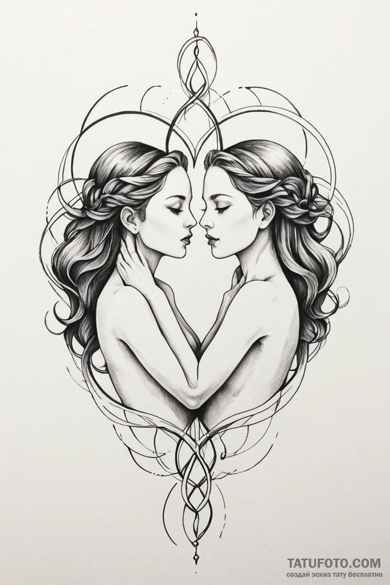 Tattoo sketch gemini twins, one made of light... - эскиз тату (№1750974469_0, 26.06.2025 21:47) — Tatufoto.com