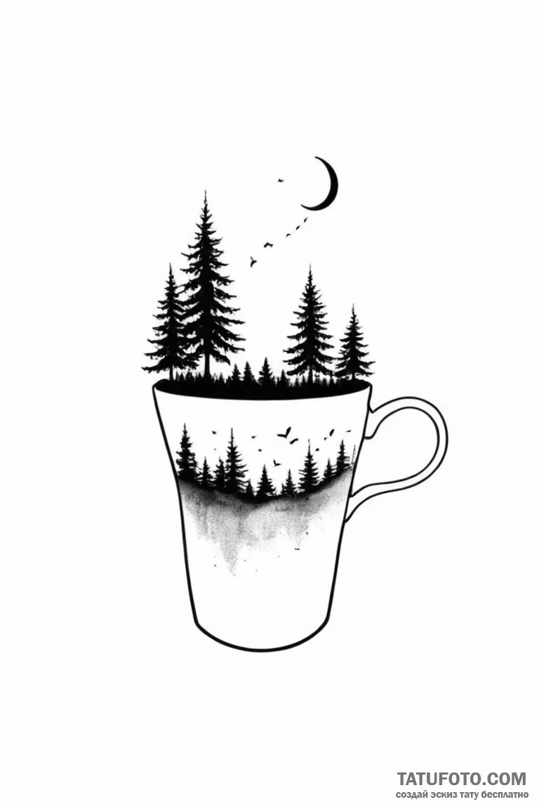 Tattoo sketch a simple object (e.g., a cup) w... - эскиз тату (№1750974541_1, 26.06.2025 21:49) — Tatufoto.com