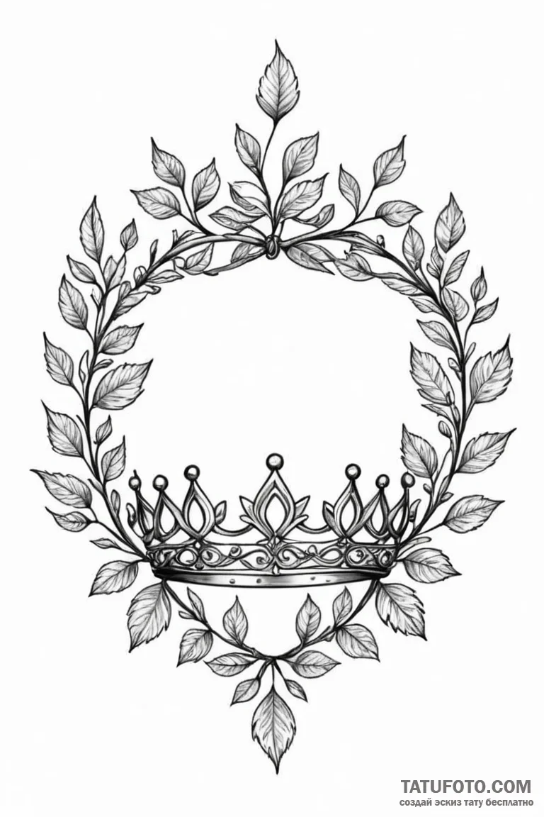 Tattoo sketch a crown made of leaves or vines... - эскиз тату (№1750975990_0, 26.06.2025 22:13) — Tatufoto.com