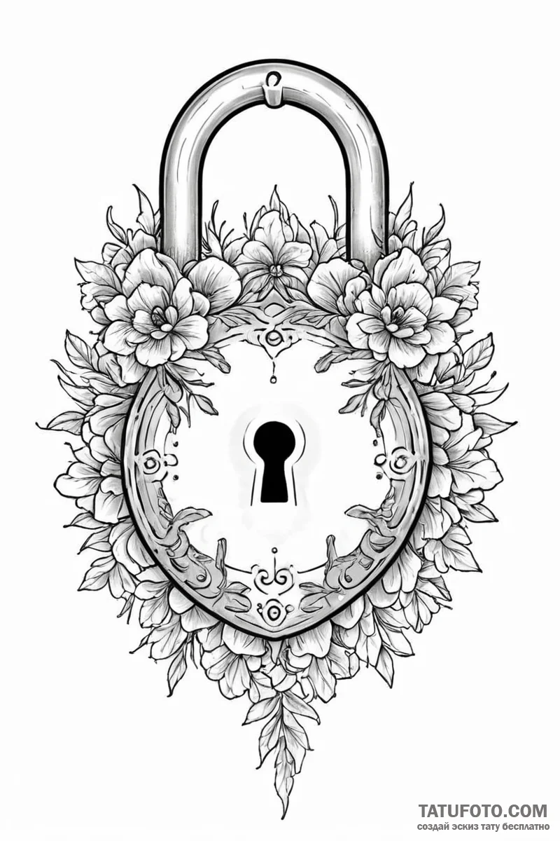 Tattoo design a stylized lock with no visible... - эскиз тату (№1750988471_0, 27.06.2025 01:41) — Tatufoto.com