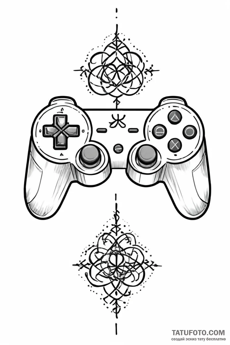 Tattoo sketch a controller's analog stick wit... - эскиз тату (№1750988878_0, 27.06.2025 01:47) — Tatufoto.com