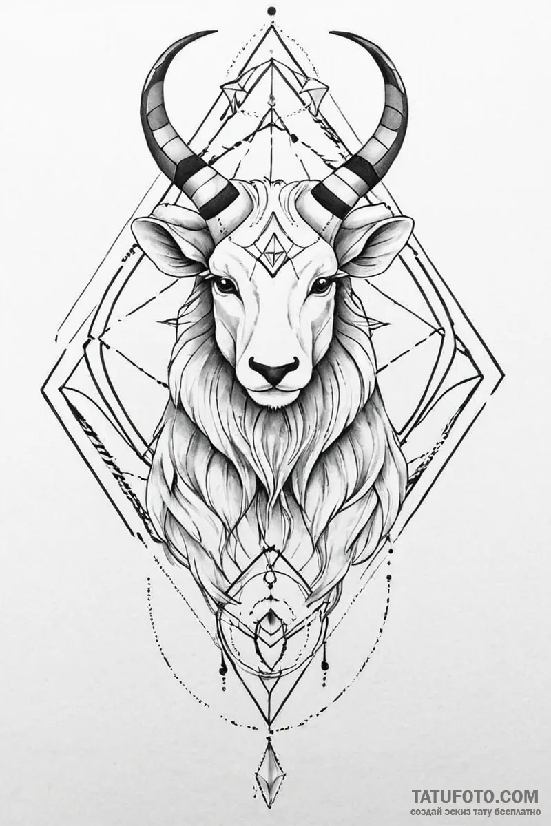 Tattoo sketch a neo-traditional zodiac animal... - эскиз тату (№1750988951_0, 27.06.2025 01:49) — Tatufoto.com
