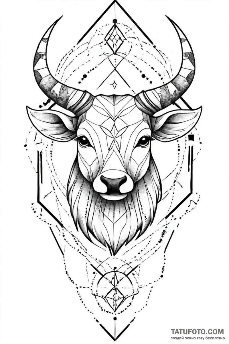 Tattoo design a zodiac animal with a combinat... - эскиз тату (№1750989591_0, 27.06.2025 01:59) — Tatufoto.com