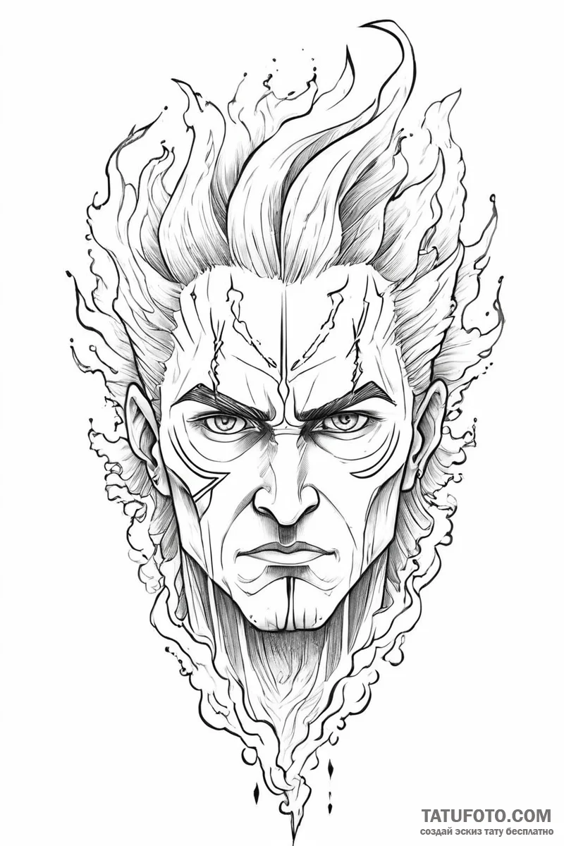 A powerful tattoo design of perun's face merg... - эскиз тату (№1750989669_0, 27.06.2025 02:01) — Tatufoto.com