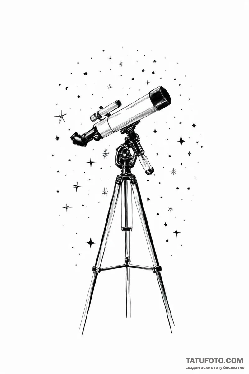 A person looking through a telescope at the n... - эскиз тату (№1750990218_0, 27.06.2025 02:10) — Tatufoto.com