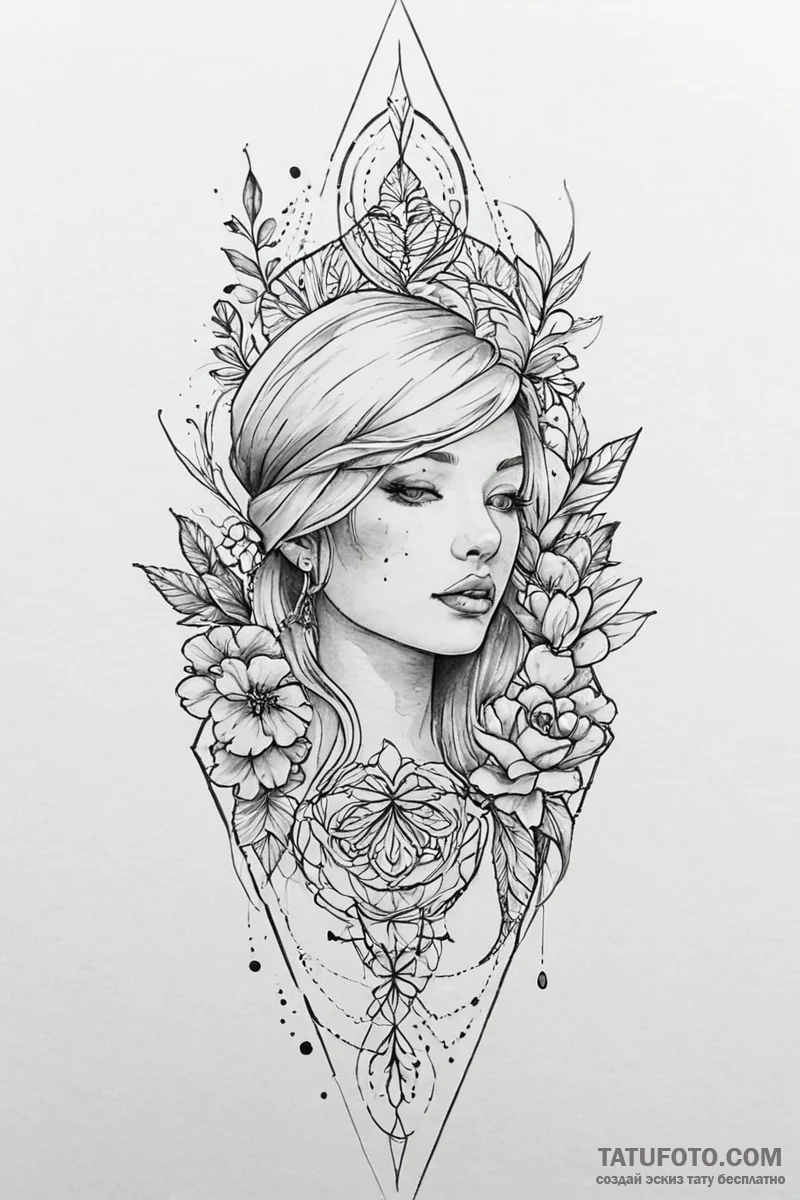Tattoo sketch a pastel watercolor wash behind... - эскиз тату (№1750990289_0, 27.06.2025 02:11) — Tatufoto.com