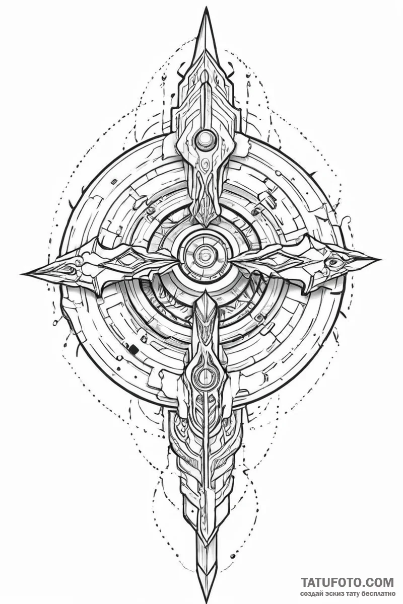 Tattoo sketch a futuristic weapon sight with... - эскиз тату (№1750990693_0, 27.06.2025 02:18) — Tatufoto.com
