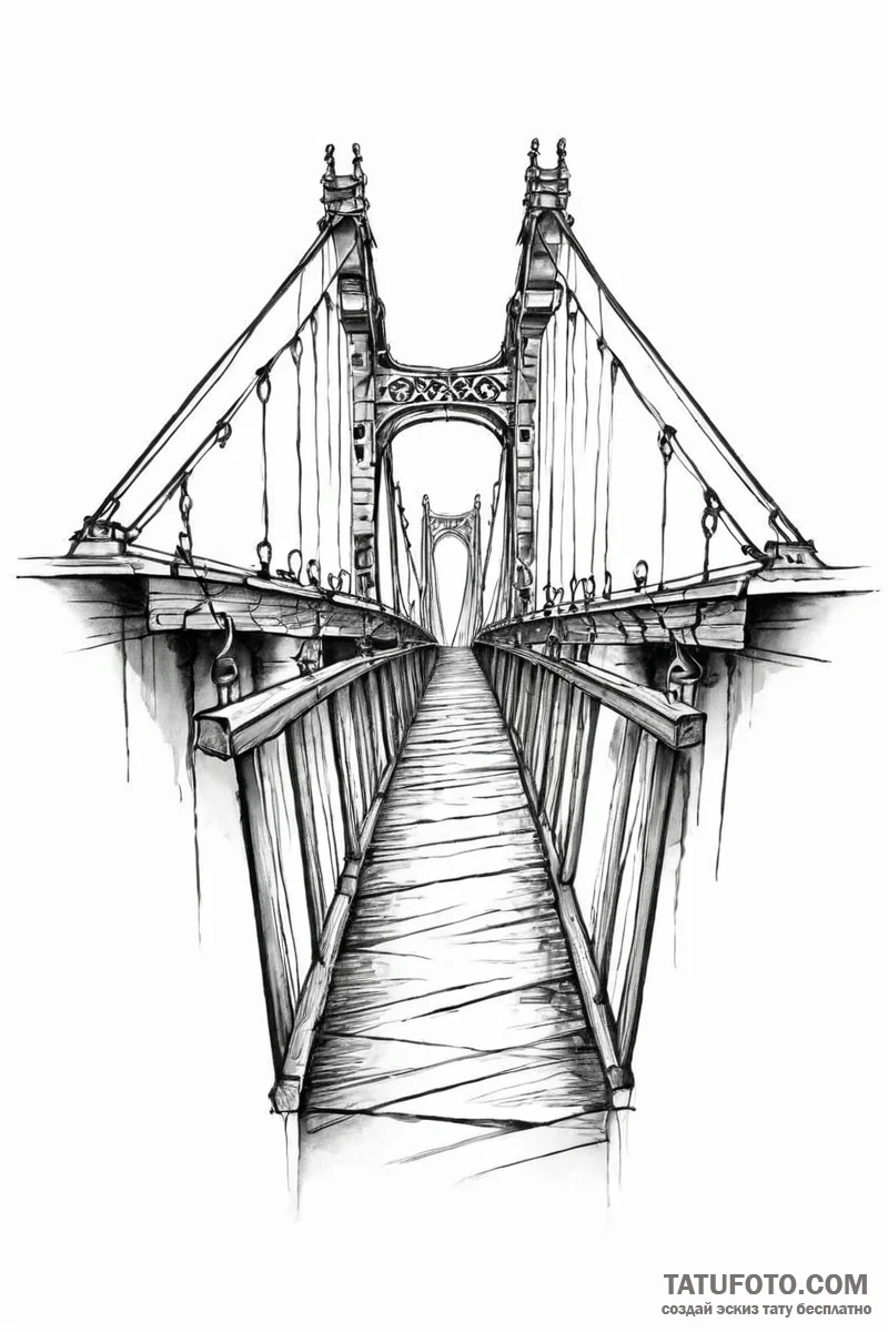 Tattoo design a sturdy bridge, symbolizing ov... - эскиз тату (№1750991159_0, 27.06.2025 02:25) — Tatufoto.com