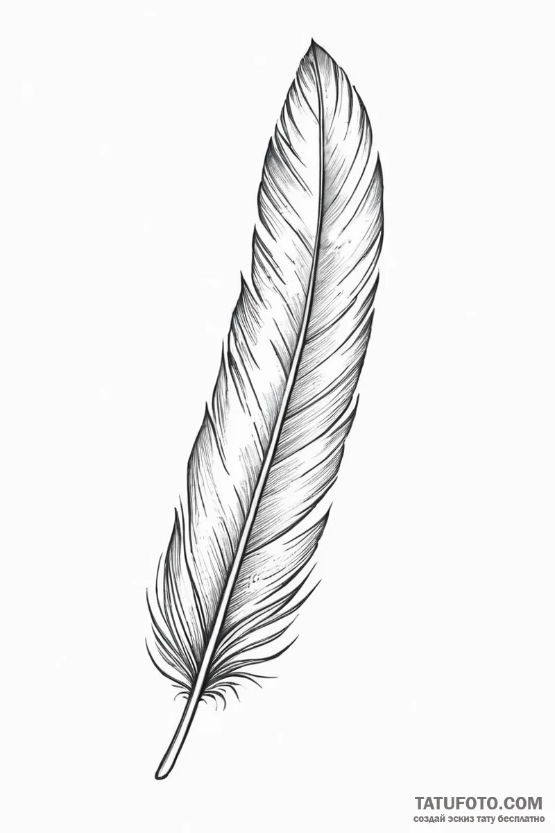 Tattoo sketch a delicate feather, gently floa... - эскиз тату (№1750991236_0, 27.06.2025 02:27) — Tatufoto.com