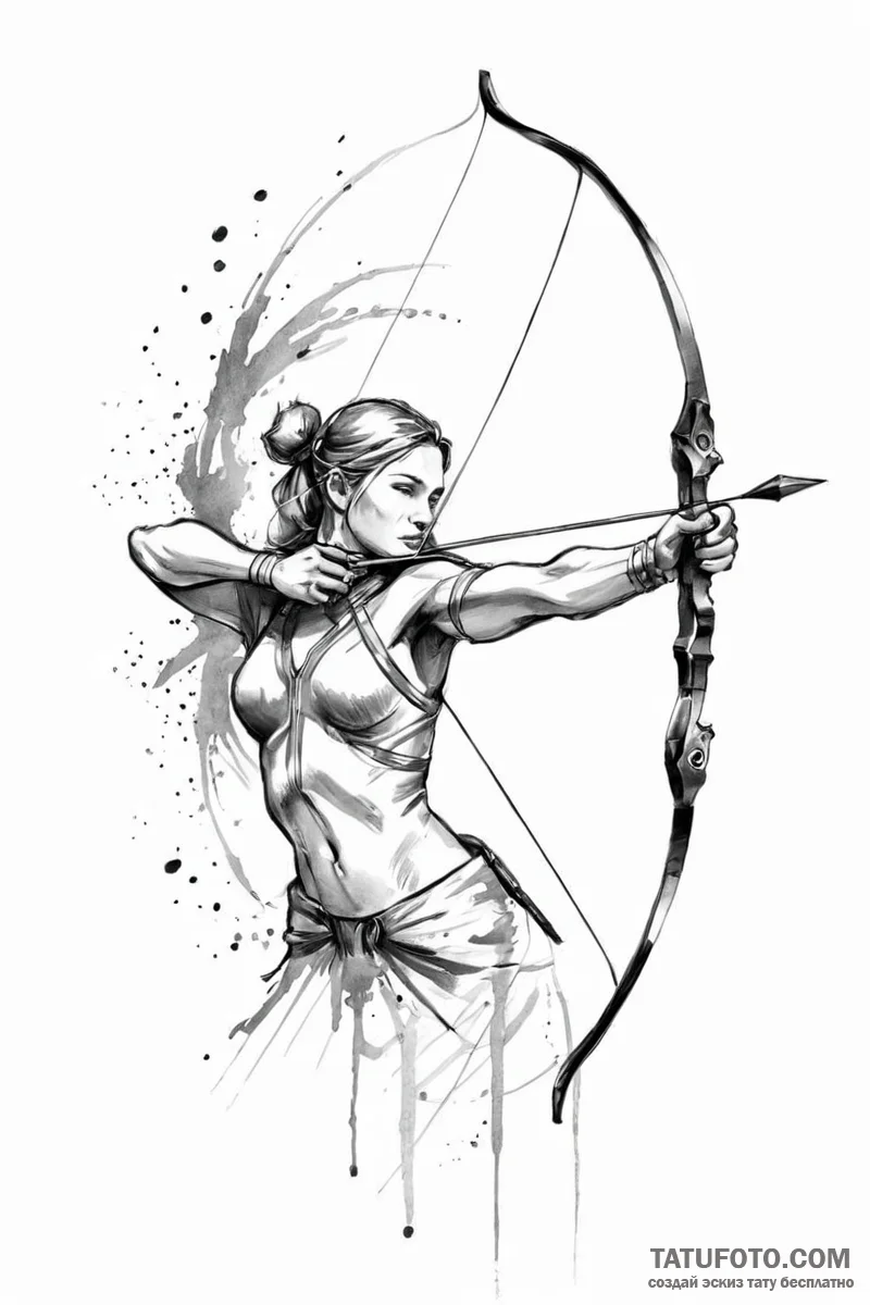 Tattoo sketch a sagittarius archer, captured... - эскиз тату (№1750992550_0, 27.06.2025 02:49) — Tatufoto.com