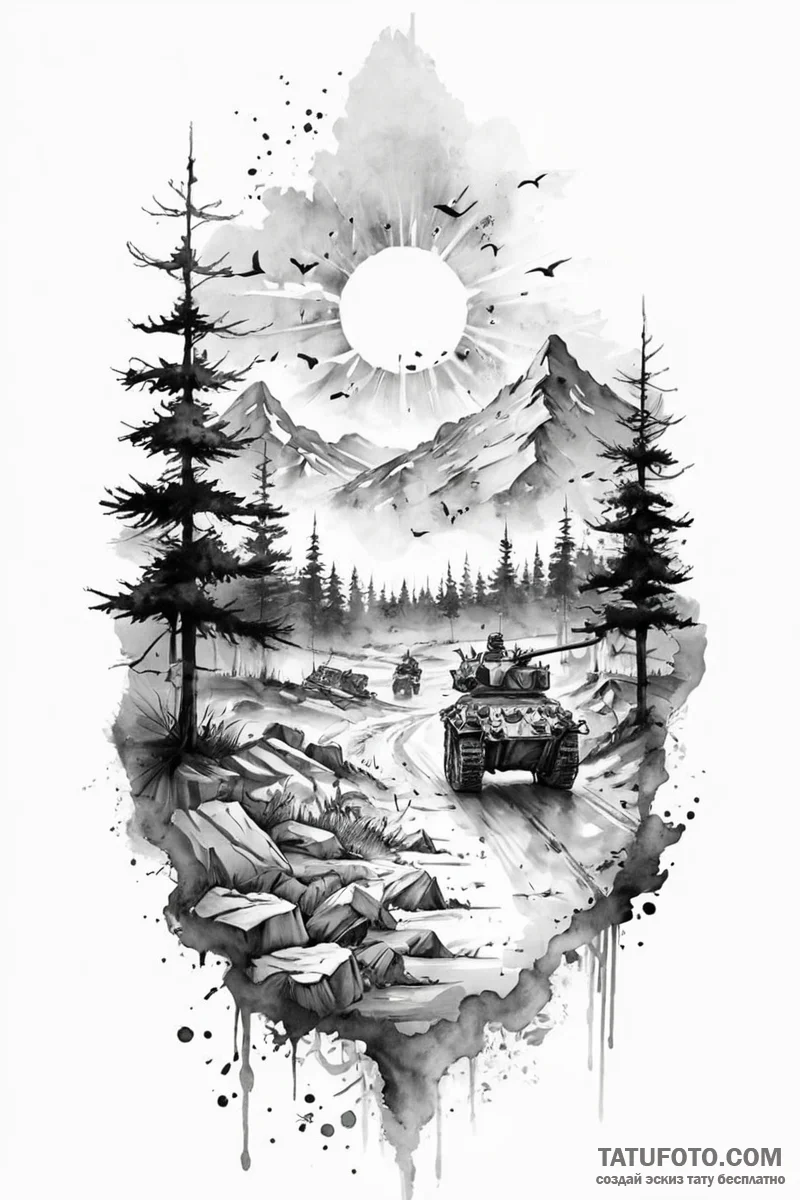 Tattoo design a fading abstract battlefield s... - эскиз тату (№1750992929_0, 27.06.2025 02:55) — Tatufoto.com