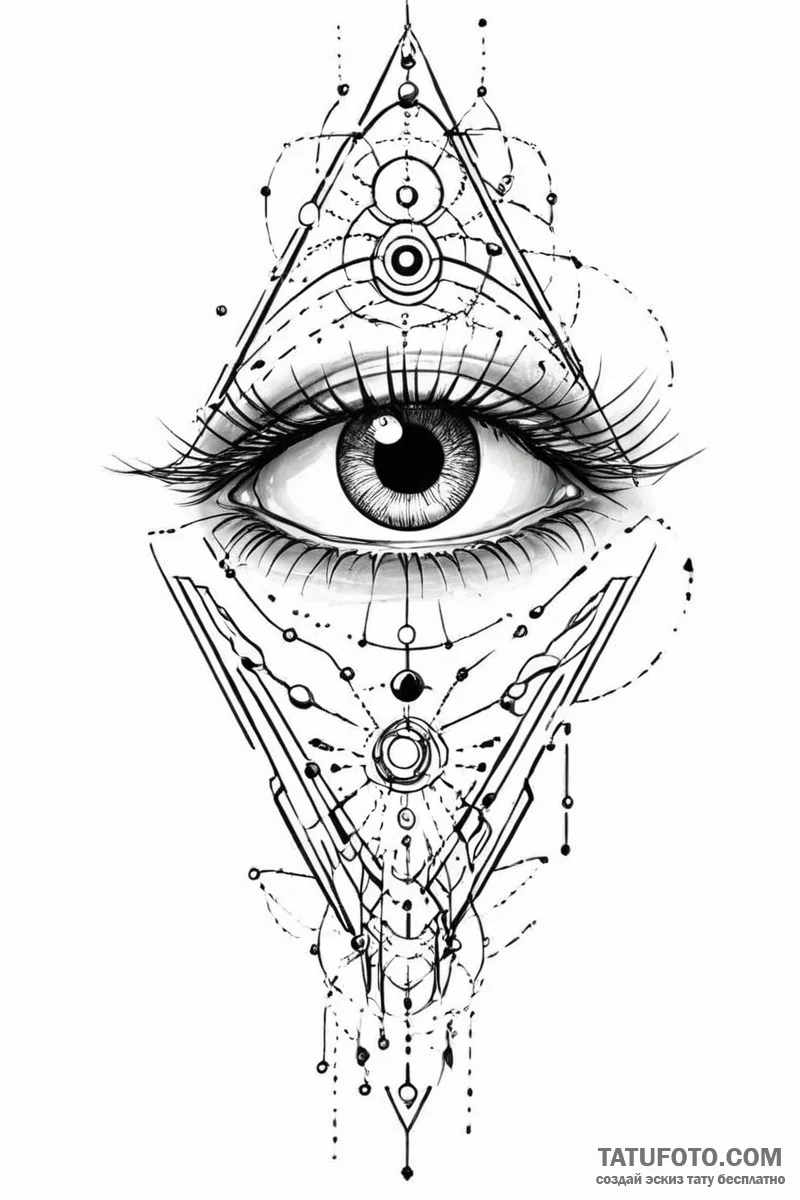 Tattoo design a cybernetic eye with glowing o... - эскиз тату (№1750993191_0, 27.06.2025 02:59) — Tatufoto.com