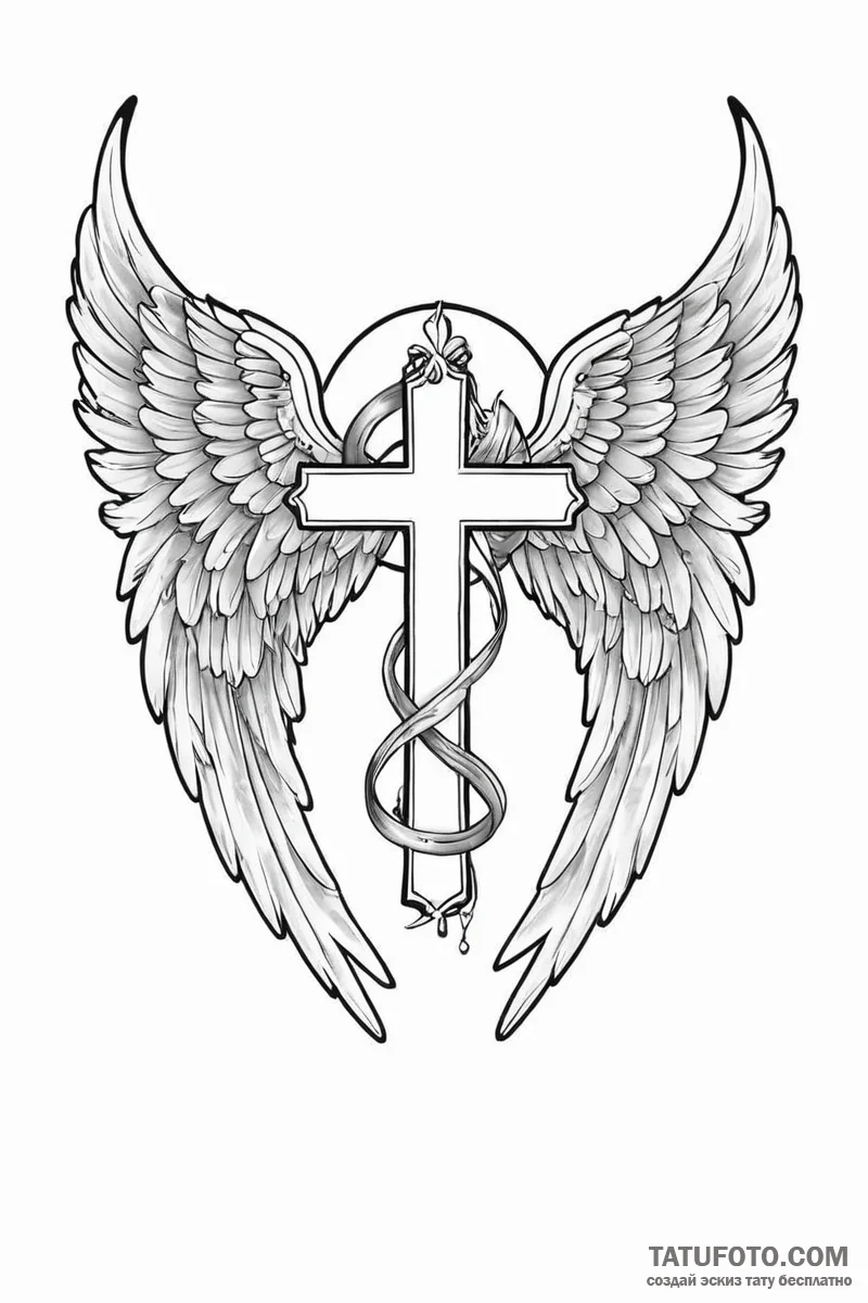 Tattoo sketch a pair of wings representing gu... - эскиз тату (№1750993752_0, 27.06.2025 03:09) — Tatufoto.com