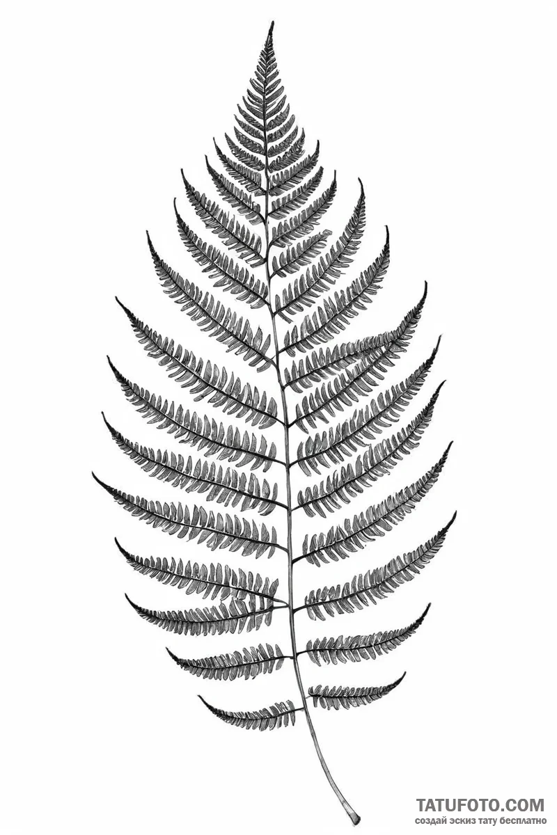 Tattoo sketch a detailed fern leaf, showing i... - эскиз тату (№1750994793_0, 27.06.2025 03:26) — Tatufoto.com