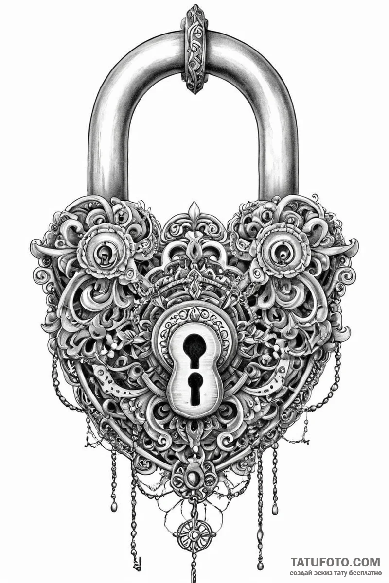 Tattoo sketch an intricate fantasy lock with... - эскиз тату (№1750995026_0, 27.06.2025 03:30) — Tatufoto.com