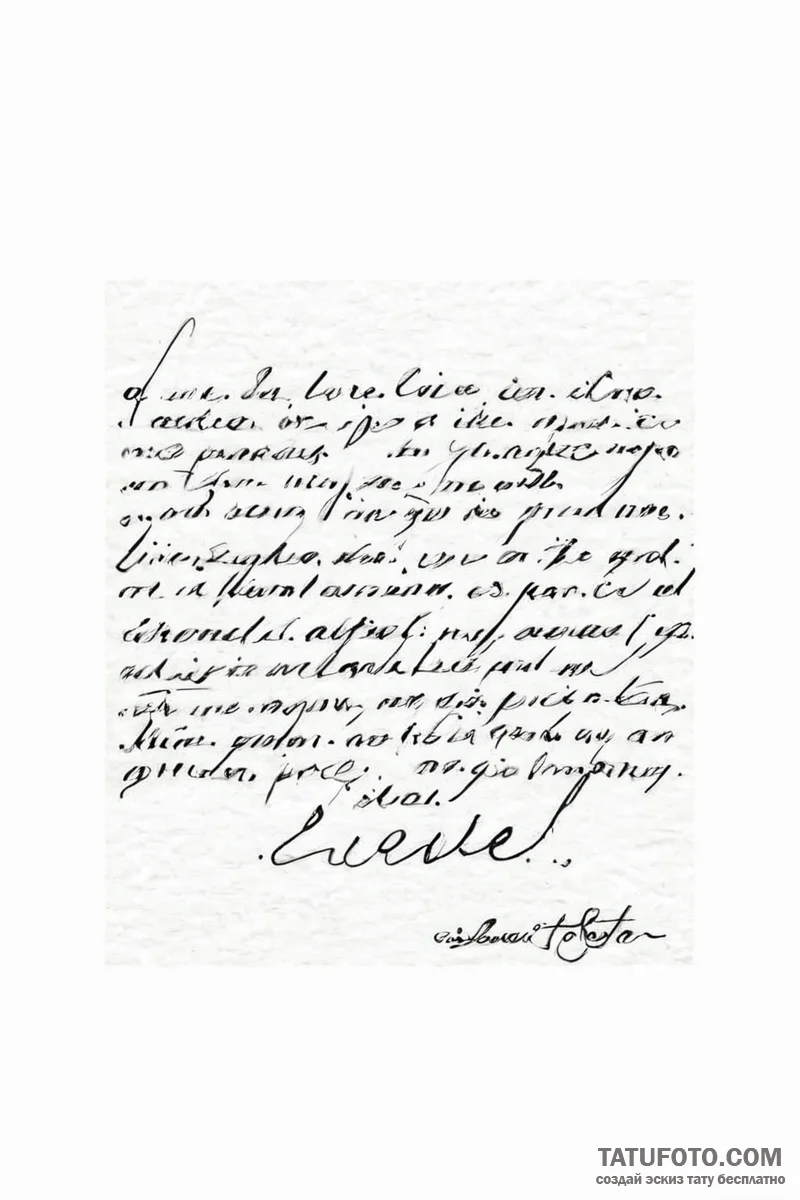 An old, forgotten love letter, written in cur... - эскиз тату (№1750995649_0, 27.06.2025 03:40) — Tatufoto.com