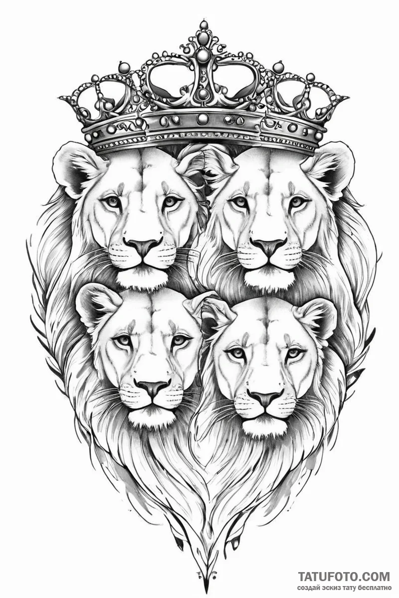 Tattoo design a pair of lion's or lioness's h... - эскиз тату (№1750996042_0, 27.06.2025 03:47) — Tatufoto.com