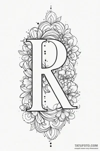 Tattoo sketch a custom initial font created f... - эскиз тату (№1750996528_0, 27.06.2025 03:55) — Tatufoto.com